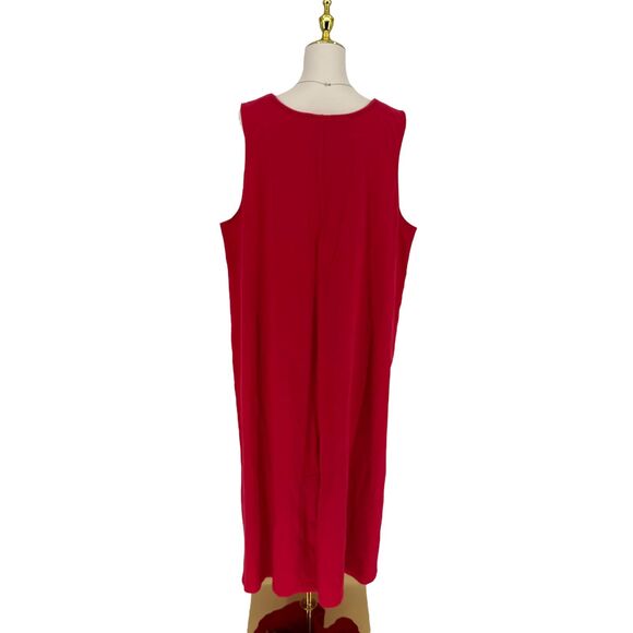 VTG Westbound Christmas Dress PLUS 1X Red Reindeer Santa Sleigh Cotton Back Slit - Picture 15 of 15